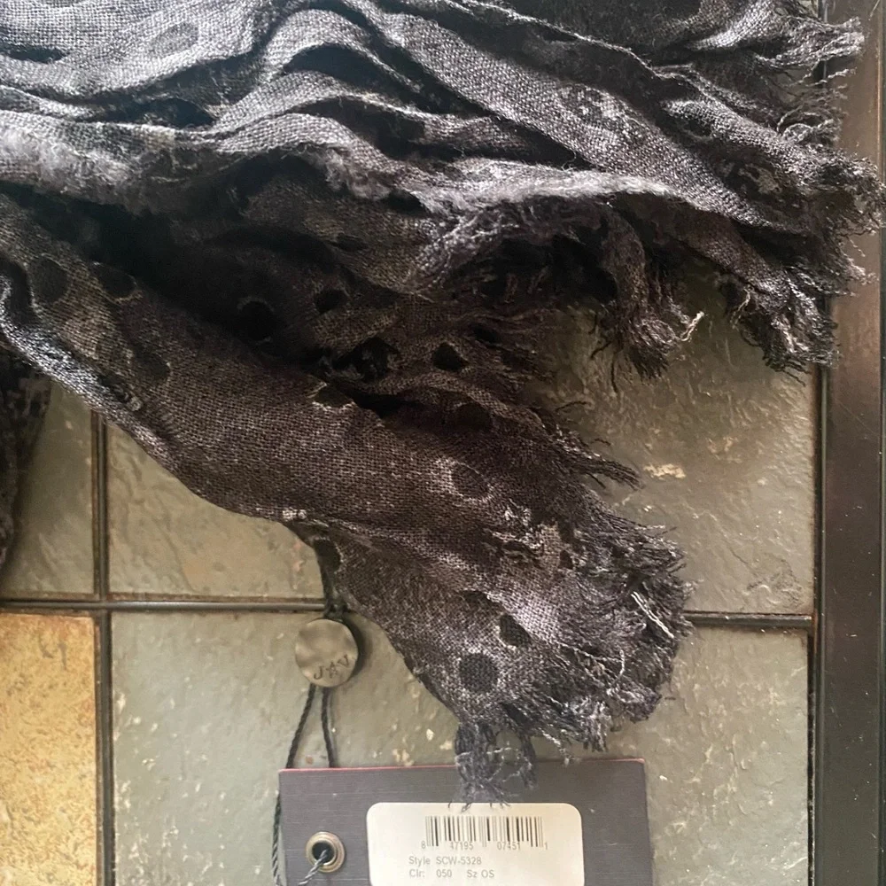 John Varvatos Black and Gray Scarf - Picture 8 of 9